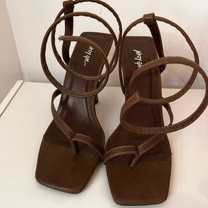 Square toe wrap stiletto heels